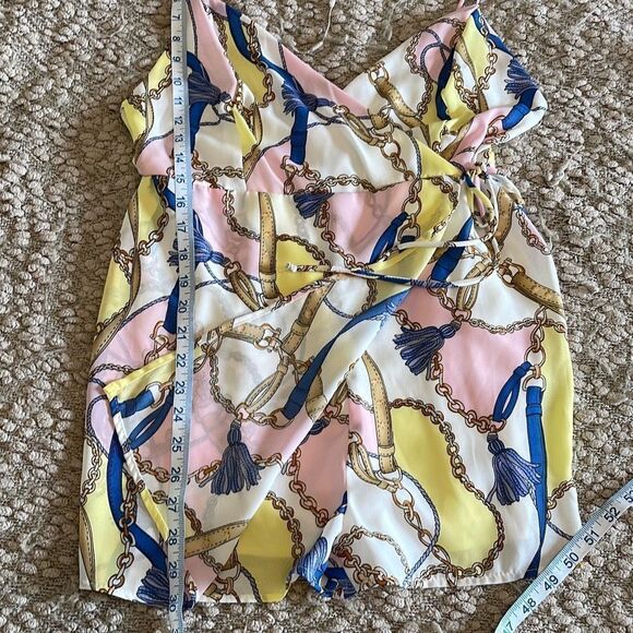 Blue Blush Women's Chain Romper Wrap Skort Front Backless Large Pink Size Large - Picture 9 of 9